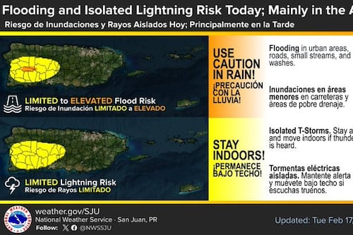 Pronostican aguaceros y vientos leves para este martes, 17 de febrero de 2026