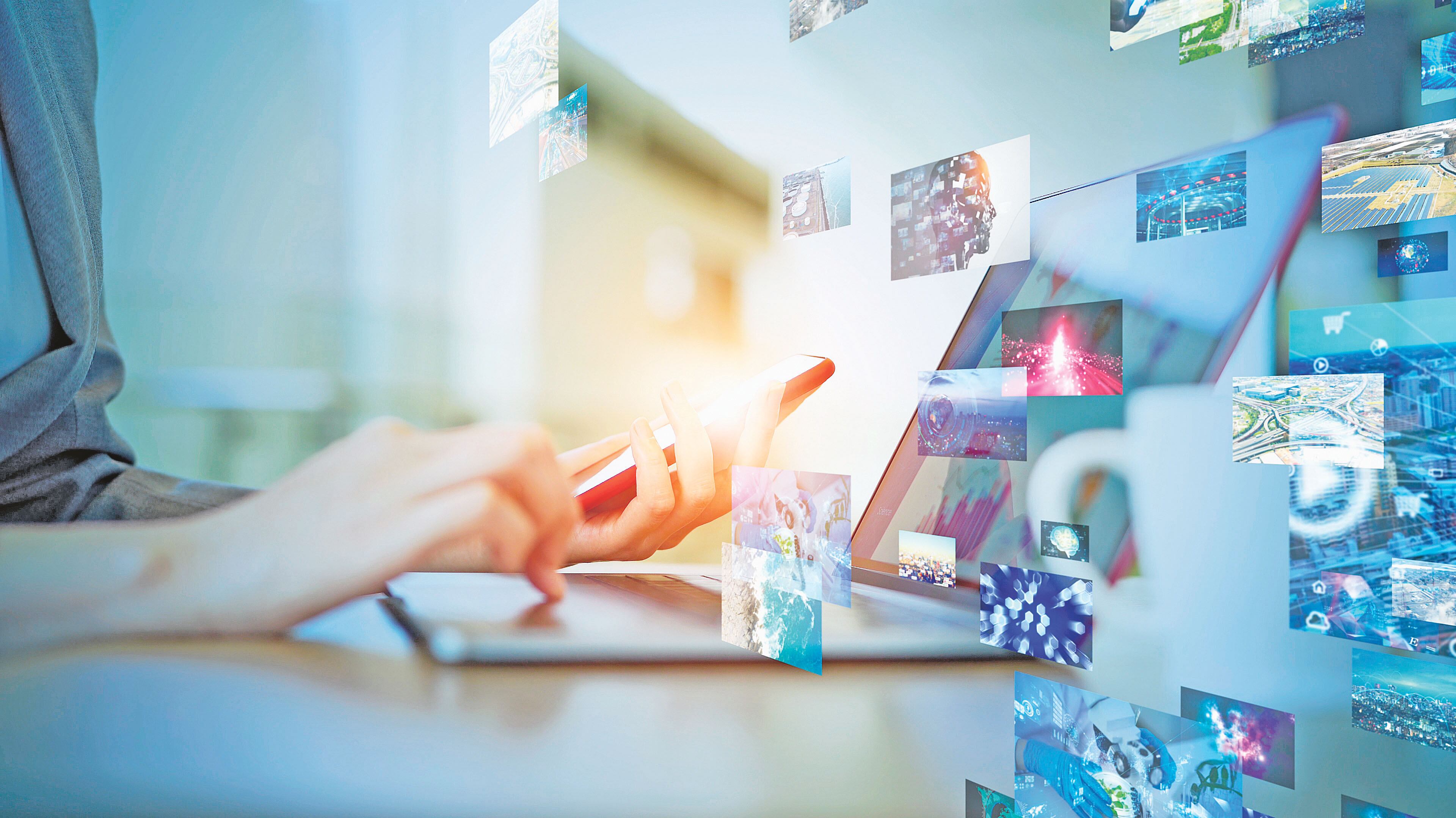 Concepto de contenido visual. Servicio de redes sociales. Transmisión de vídeo. Red de comunicación.