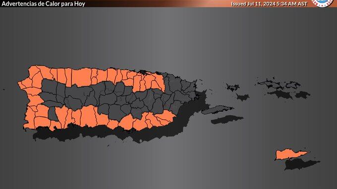 Una advertencia de calor estará en efecto desde las 10:00 de la mañana.