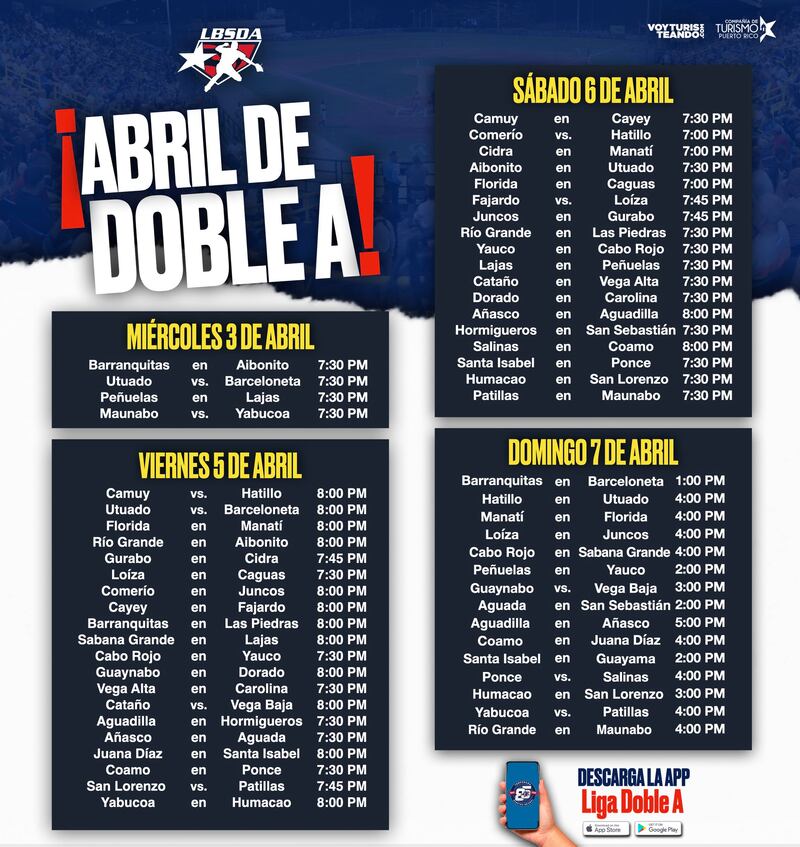 Calendario semana 3-7 de abril 2024