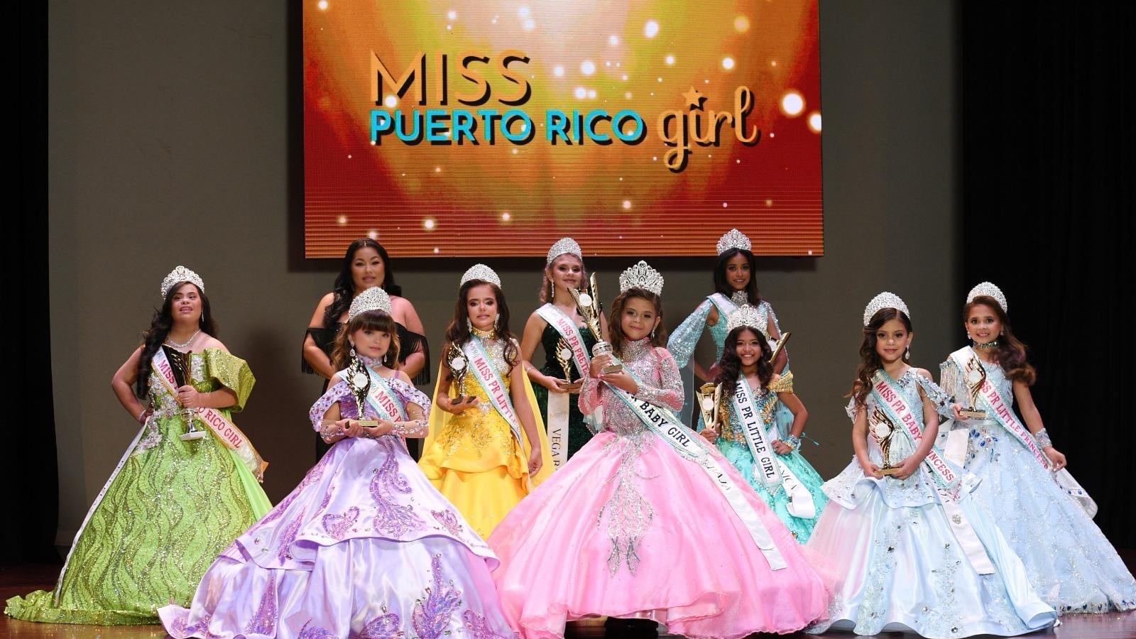 Ganadoras del concurso Miss Puerto Rico Girl 2025, realizado en Yauco.
