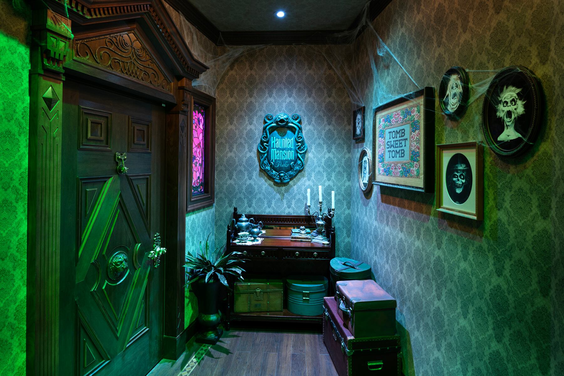 Aboard the Disney Treasure, the Haunted Mansion Parlor honors more than five decades of fandom and introduces the world to the next chapter of the Haunted Mansion saga. Guests will enjoy spooktacular, specialty cocktails themed to the classic Disney Parks attraction and its inhabitants, as well as a variety of Haunted Mansion details from around the world. (Kent Phillips, photographer)