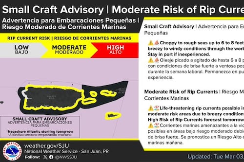Emiten advertencias para embarcaciones pequeñas, brisa fuerte y aguaceros