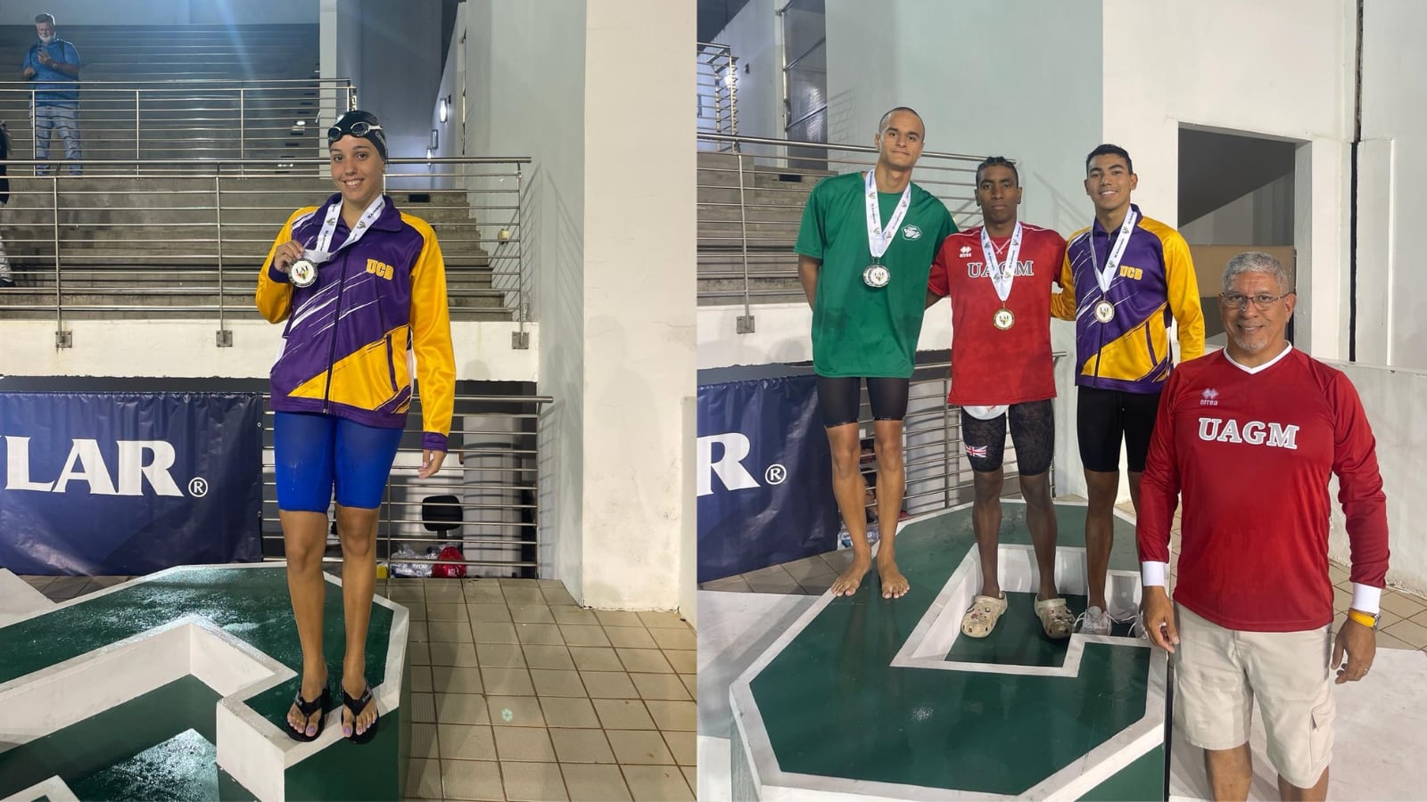 Representación de la Universidad Central de Bayamón en la competencia de natación de la Liga Atlética Interuniversitaria