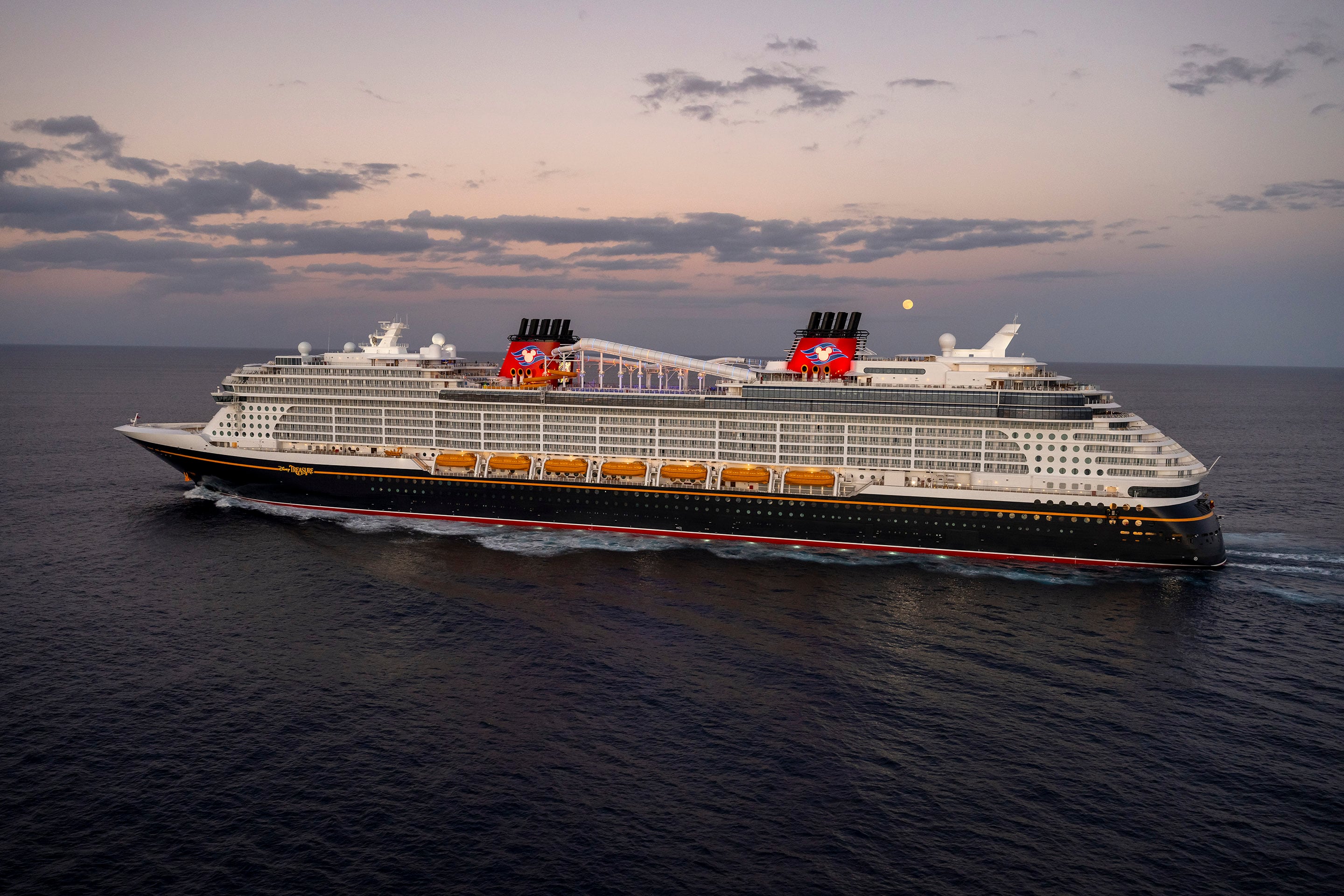 The Disney Treasure, Disney Cruise Line’s newest ship, will embark on its maiden voyage Dec. 21, 2024, followed by an inaugural season of seven-night itineraries to the Eastern and Western Caribbean from Port Canaveral, Florida. Adventure serves as the architectural and thematic foundation of the ship, in honor of Walt Disney’s legendary passion for travel and exploration. (Kent Phillips, photographer)