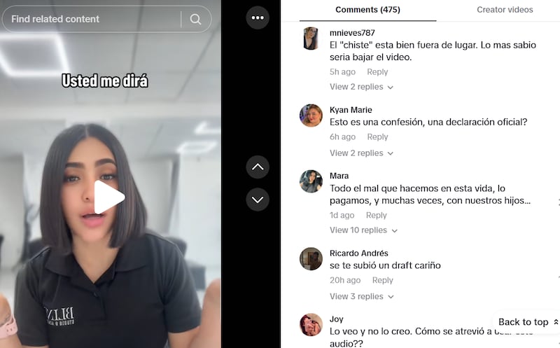 Comentarios en contra del video publicado en sus redes sociales.