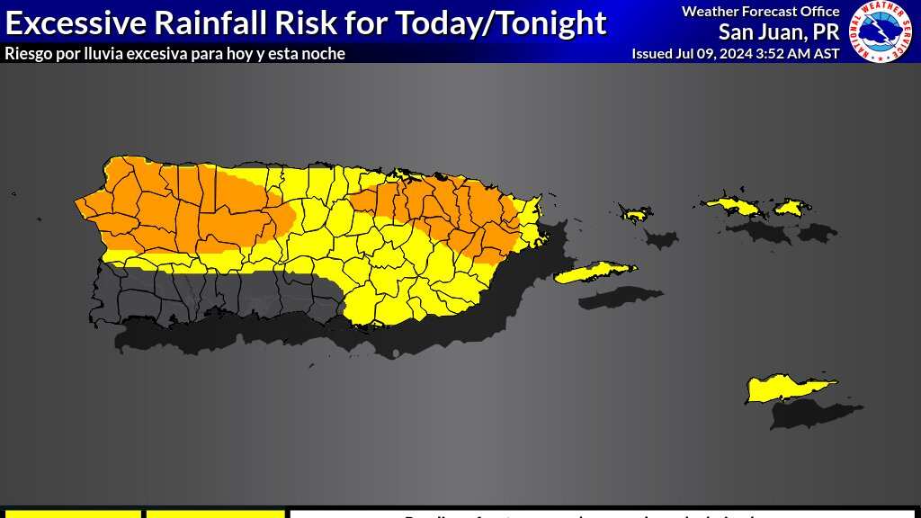 Riesgo de lluvias excesivas, tronadas y calor extremo prevalecerán este martes.