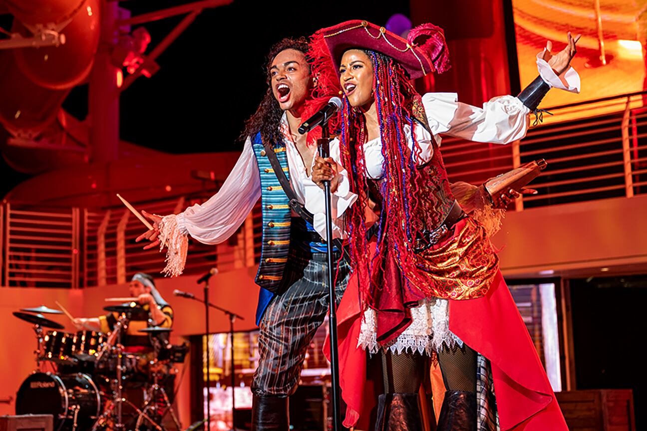 On one special night of every voyage, guests of all ages can don their most swashbuckling pirate garb and head to the upper decks for a rollicking rock-and-roll extravaganza at Pirate’s Rockin’ Parlay Party, complete with fireworks at sea. (Matt Stroshane, photographer)