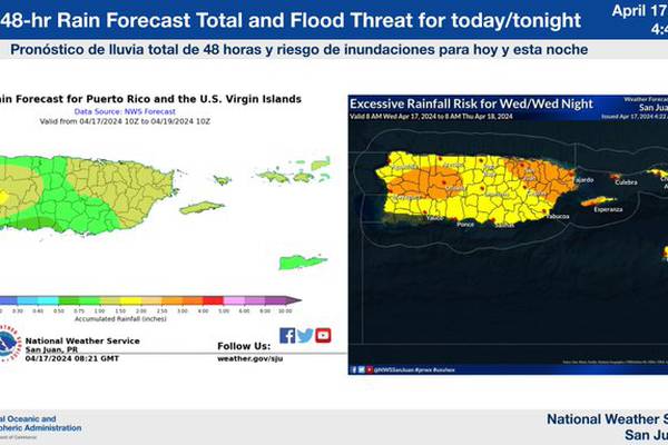 Pronostican otro día de condiciones climáticas inestables en Puerto Rico
